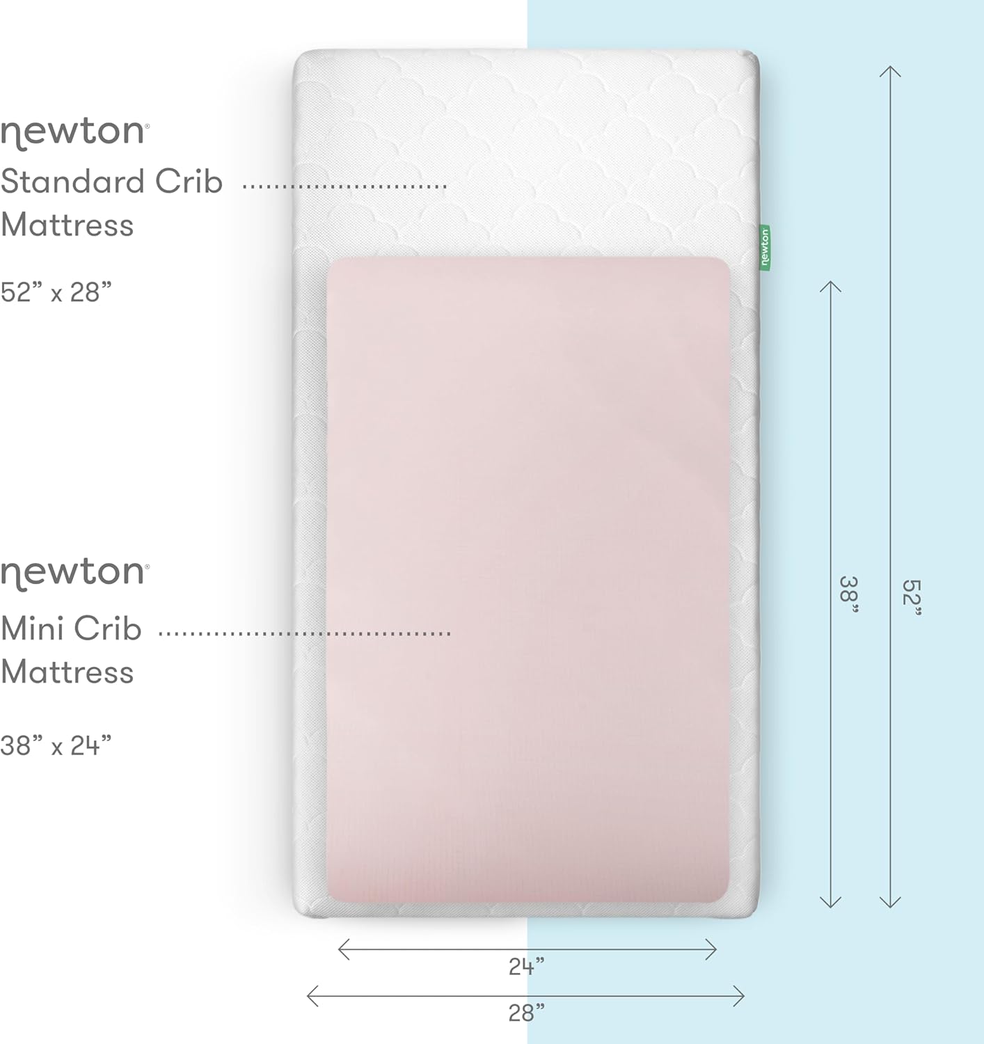 Newton Baby Mini Crib Fitted Sheets (2-Pack) | Organic Muslin Cotton, Ultra Breathable & Soft Baby Sheets, Machine Washable Baby Mattress Sheets, Fits Any Mini Sized Crib 24" x 38", Sunrise Pink