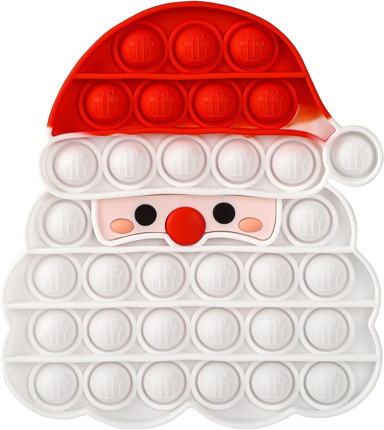 Christmas Silicone Pops Bubble Sensory Fidget Toy Red White Santa Claus Game Cup Mat