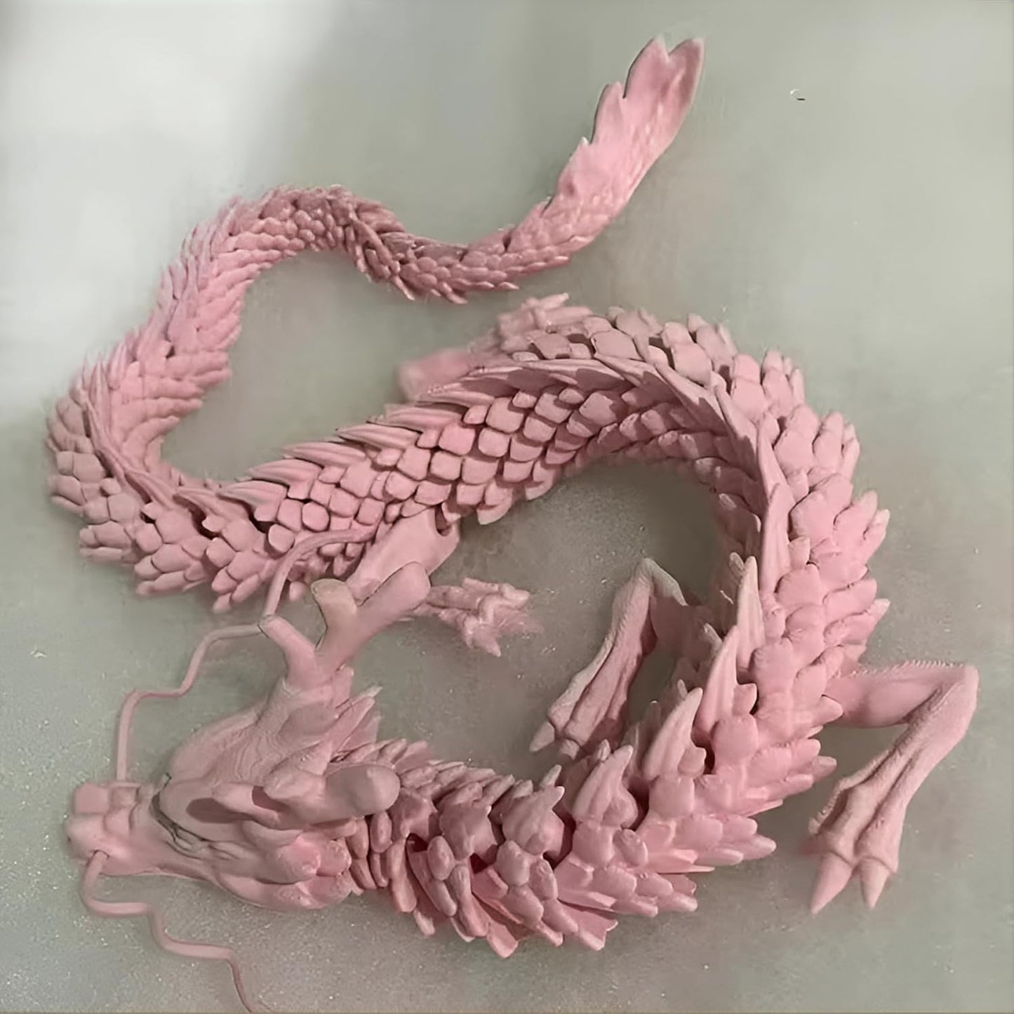 3D Printed Dragon Fidget Toy, 18in Surprise Mystery Dragon, Crystal Dragon Fidget Toy, Articulated Pye Dragon Fish/Display Cabinet/Home/Office Desktop Decor (Peach Pink Matte)
