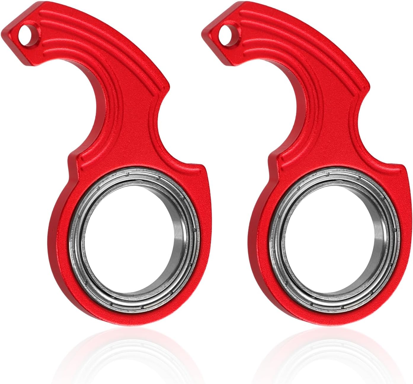 2pcs Key Chain Spinner Fidget Toy, Portable Finger Spinning Keychain with 2pcs Key Ring Funny Key Holder Toys for Adults Teens Finger Exercising (Red)