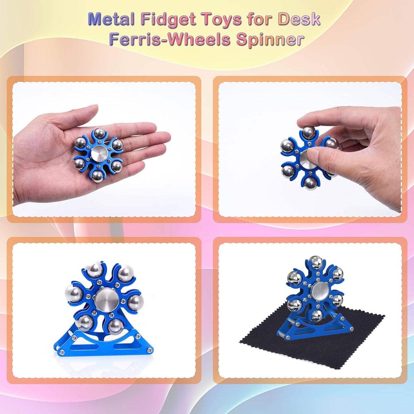 Desk-Fidget-Toys for Ferris-Wheels-Spinner: 4mins Kinetic-Metal-Spinner, Cool-Gadgets-Stuff for Kid Children Teen Adult EDC-Toy, ADHD Tools Stress Relief for Office Home School Men Woman Christmas