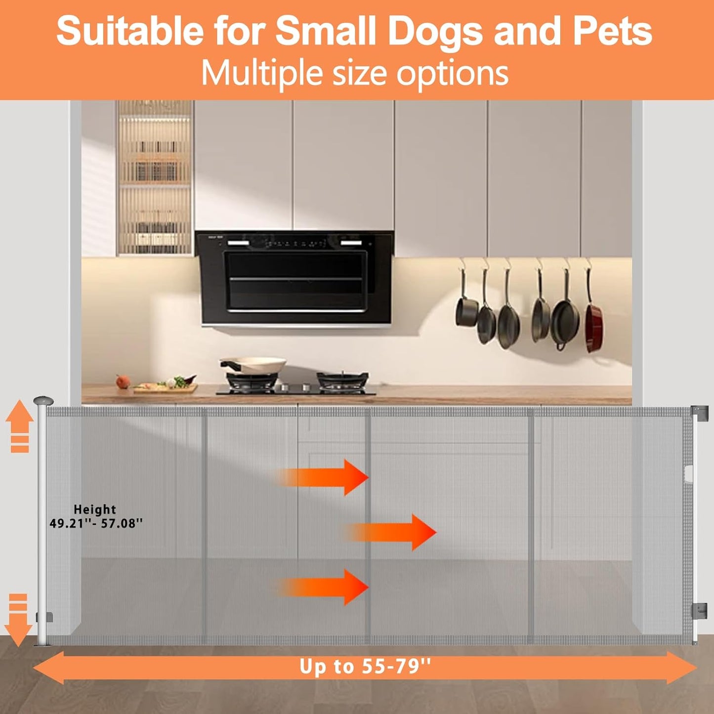 Extra Tall 50'' Reinforced Retractable Mesh Baby Gates with Reinforced Strips,Dog Gate Extends to 55" Wide,Prevents Bottom Drilling Through Baby and Pet,Retractable Pet Gate for Outdoor/Indoor