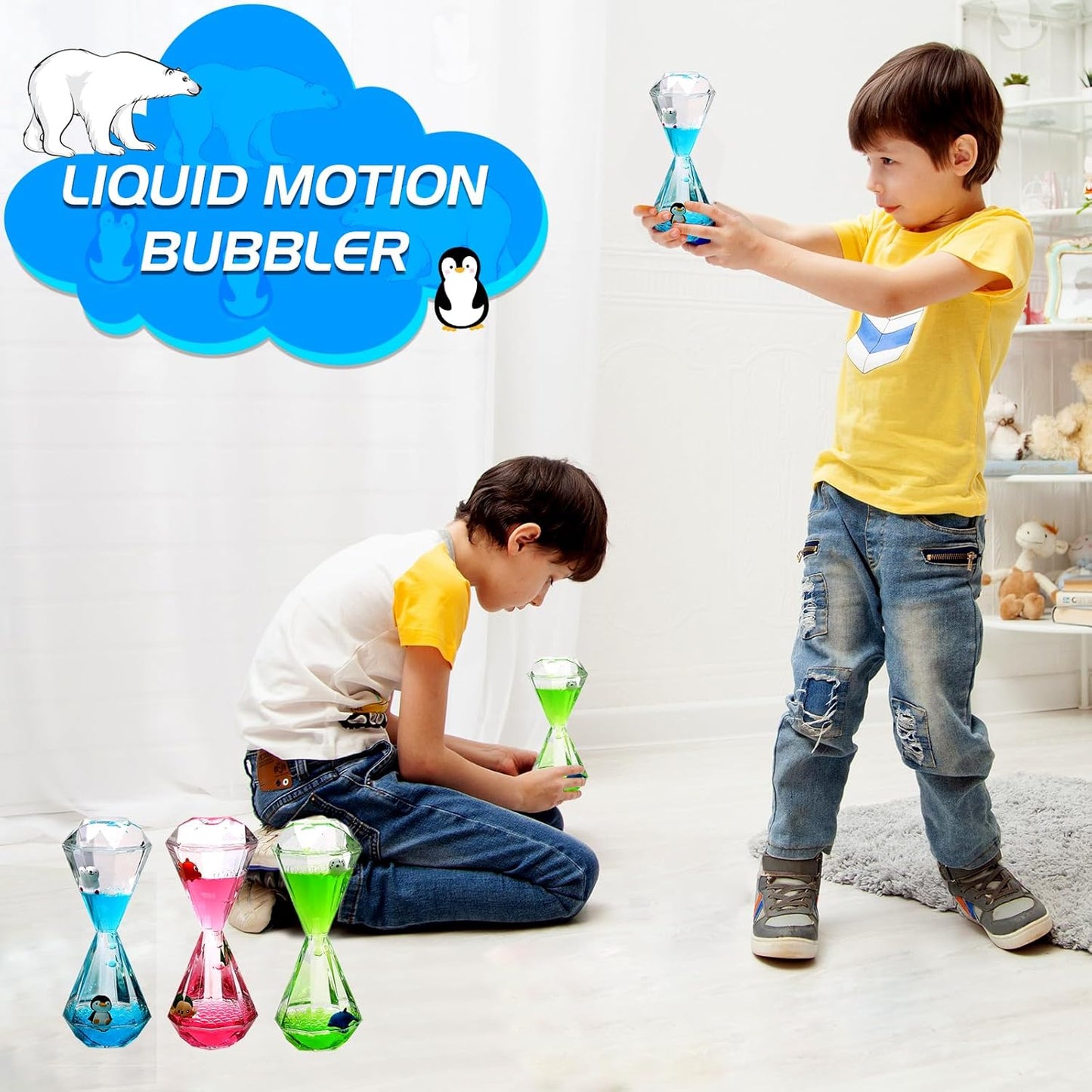 XINBAOHONG Liquid Motion Bubbler for Kids and Adults Hourglass Liquid Bubbler Timer for Sensory Play Fidget Toy Stress Management Desk Decor(Pink)
