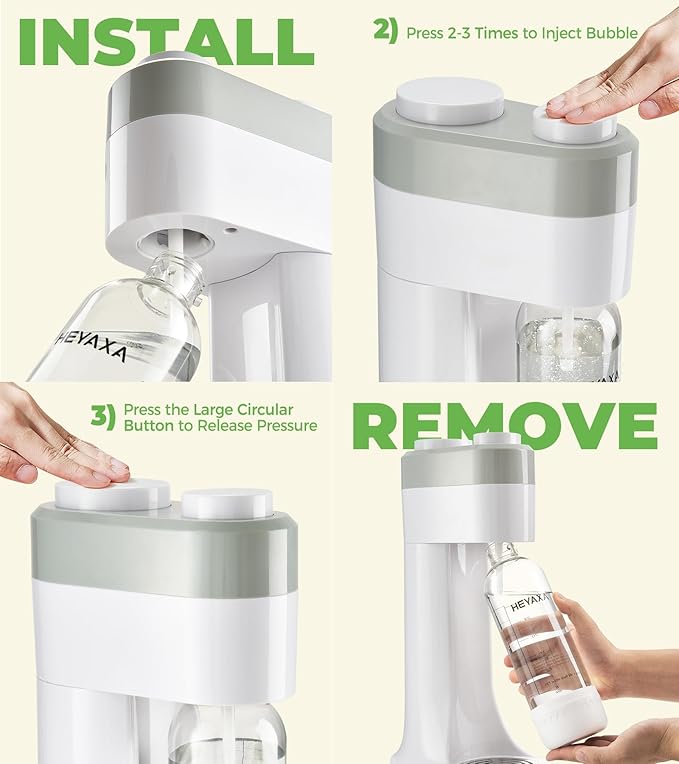 Sparkling Water Maker, Soda Maker Machine for Quickly Creating Refreshing Soda, Includes 2x BPA-Free 1L Carbonation Bottle, Compatible with 60L CO2 Carbonator (White, 1 L)