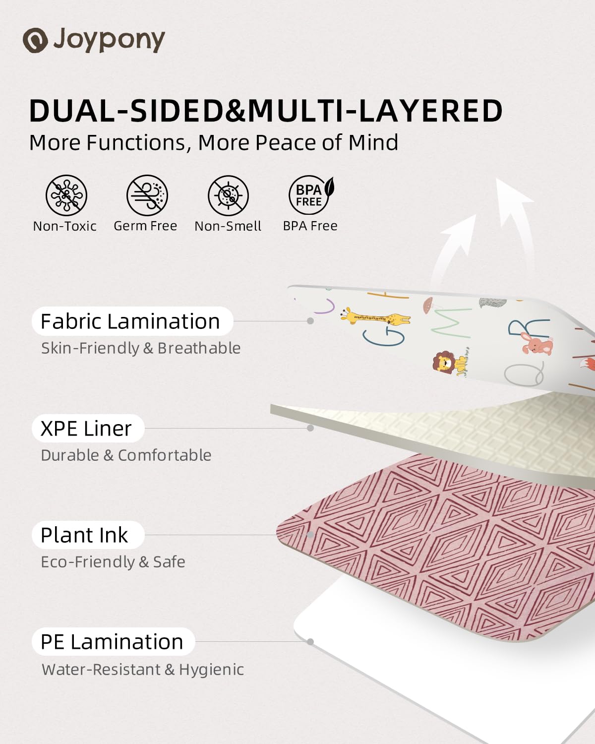 Baby Play Mat 59x71 Inch, 2 in 1 Fabric & XPE Dual-Sided Design Foldable Play Mats for Babies and Toddlers, Waterproof & Anti-Slip Baby Mat for Floor, Portable Baby Foam Crawling Mat with Travel Bag