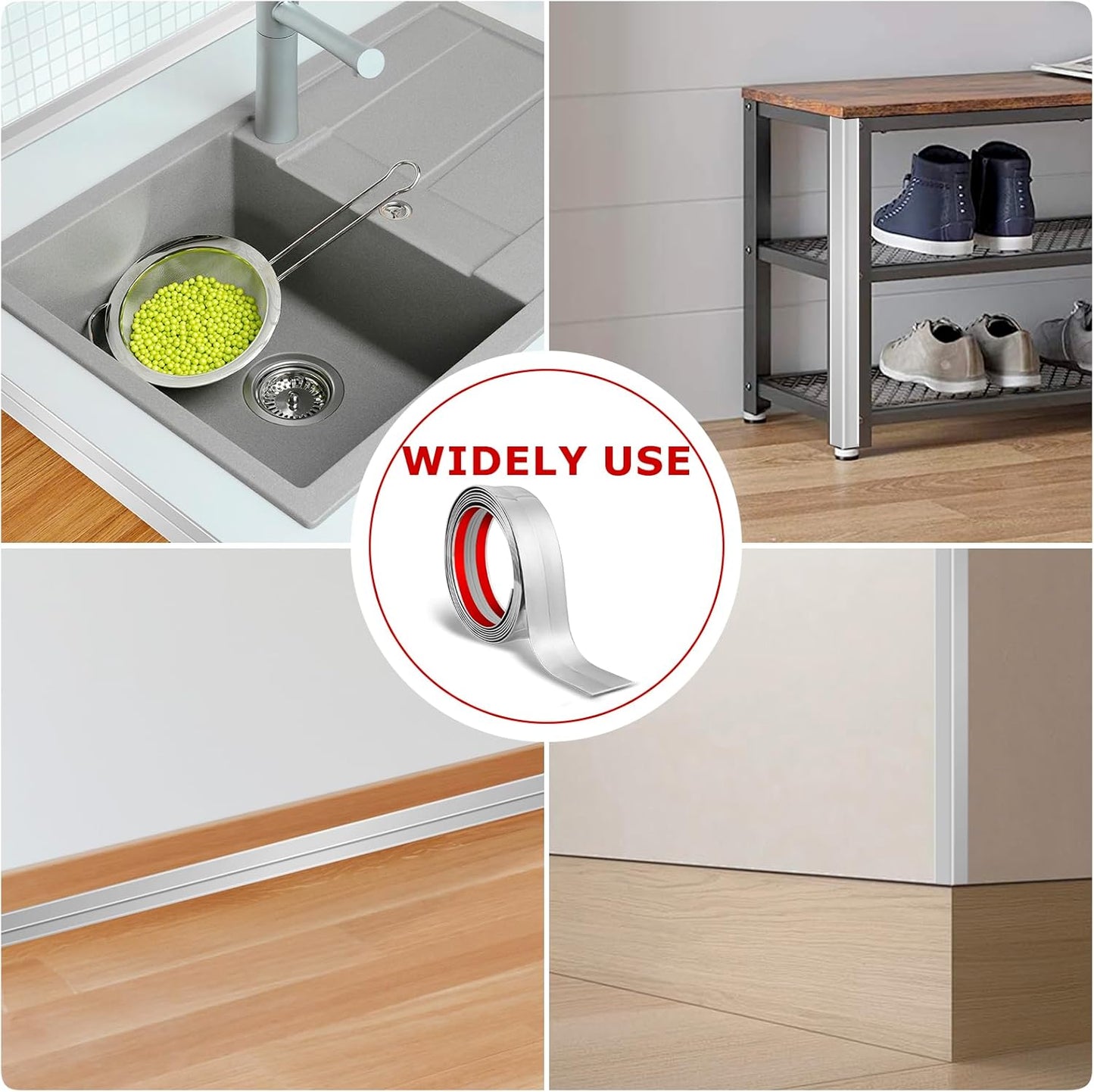 Flexible Peel and Stick Wall Corner Guards - Edge Protector Self Adhesive Trim Strip for Wall Edge (Silver, 2.4 in x 40 Ft)