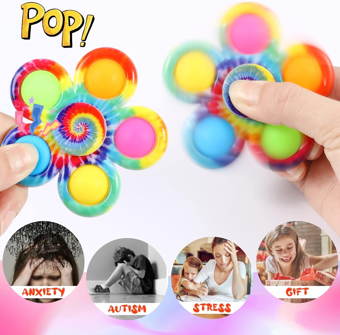 Gigilli 48 Pack Party Favors Fidget Spinners for Kids 4-8 8-12, Goodie Bags Stuffers for Kids 3-5, Pop Mini Fidget Toys Bulk Classroom Prizes for Girls Boys, Toddler Birthday Party Return Gifts