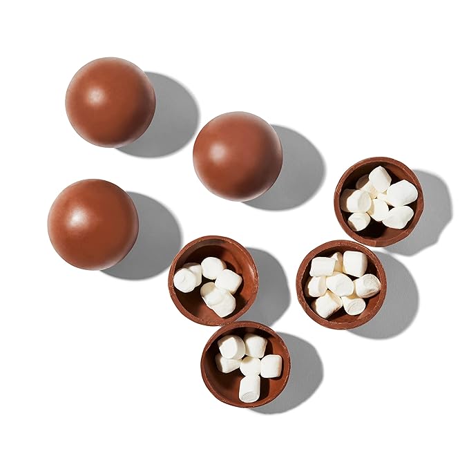 Bombombs Hot Chocolate Bombs, Christmas Theme Fudge Brownie, Salted Caramel and Peppermint Hot Cocoa Bombs Filled with Mini Marshmallows, Pack of 5