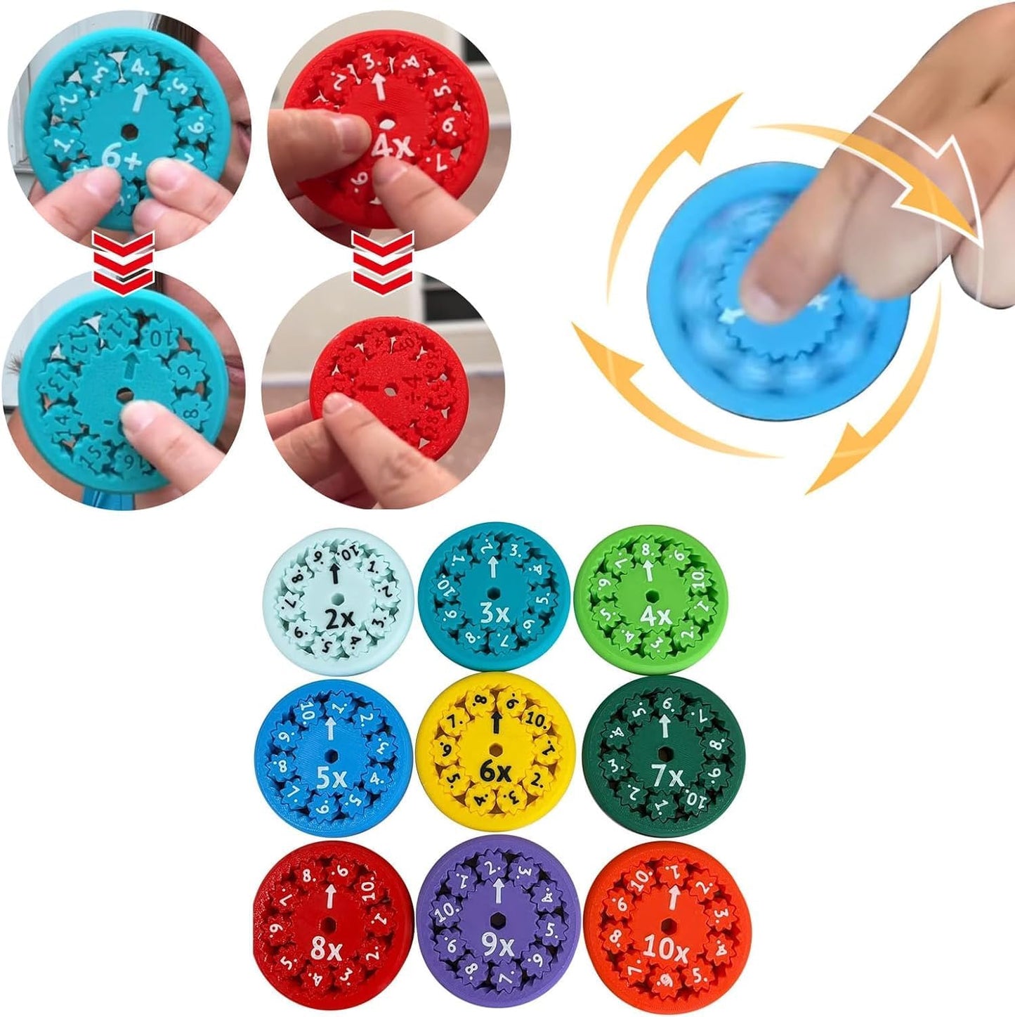 Math Fidget Spinner,Educational Math Fact Fidget Spinners,Math Fact Fidget Spinners,Math Multiplication Fidget Spinner, Math Fidget Toy Add,Subtract,Multiply and Divide (Add&Subtract 9pcs)