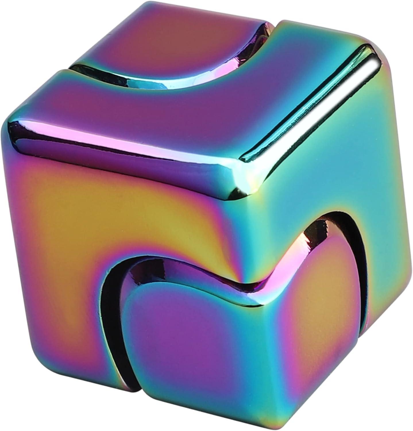 Infinity Gear Fidget Cube Spinner for Kid Adult, Transformable Spinning Top Metallic Fidget Toys for Anti-Anxiety Stress Relief Autism ADHD, 2-in-1 Cube Focus Toy for Desktop Office Classroom