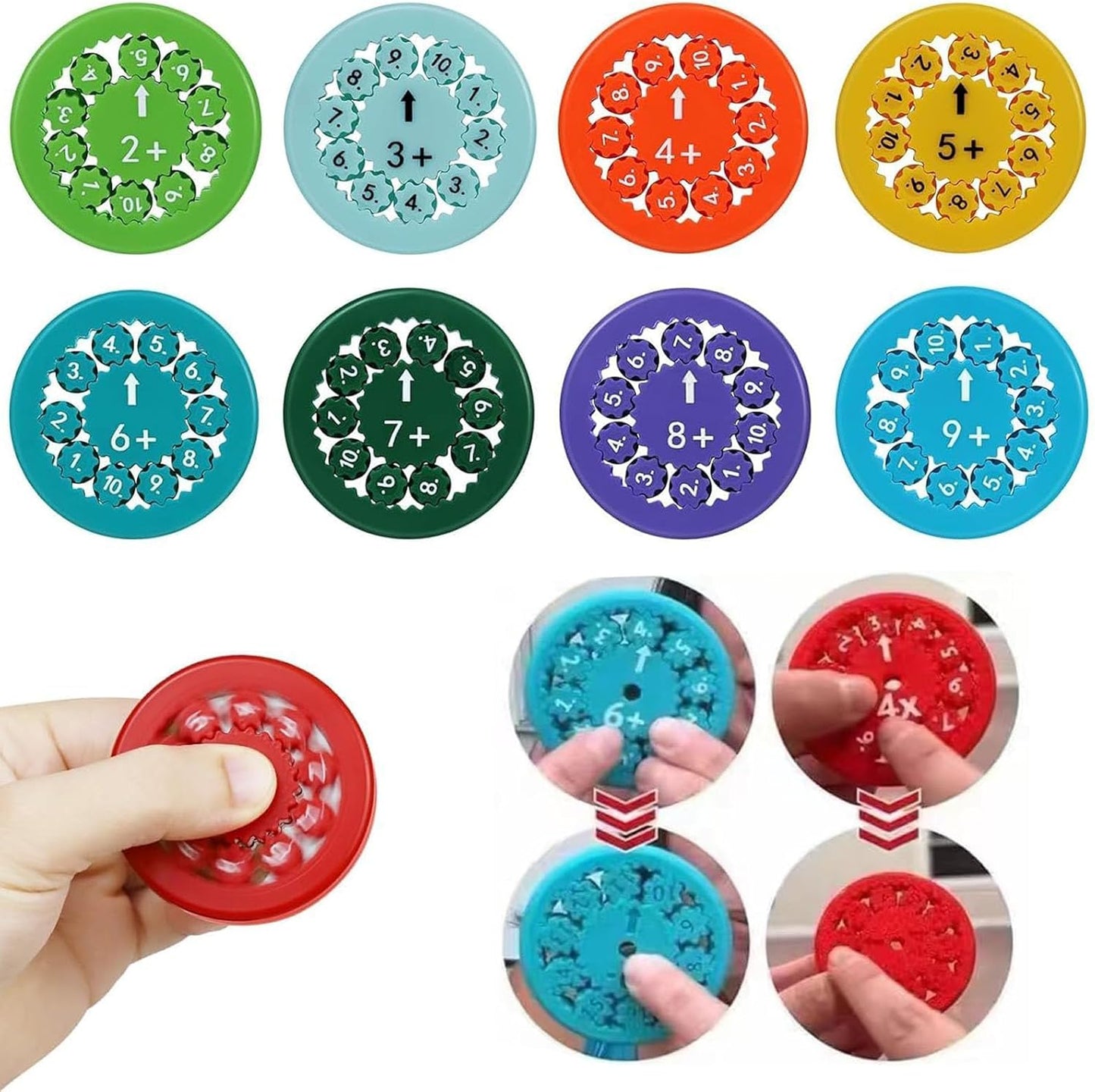 9Pcs Math Fidget Spinners, Math Fidget Toy, Math Facts Fidget Spinners for All Kids - Fidget Learning Game Toy Anxiety Relief Toys for Kids Autism (Add Or Subtract)