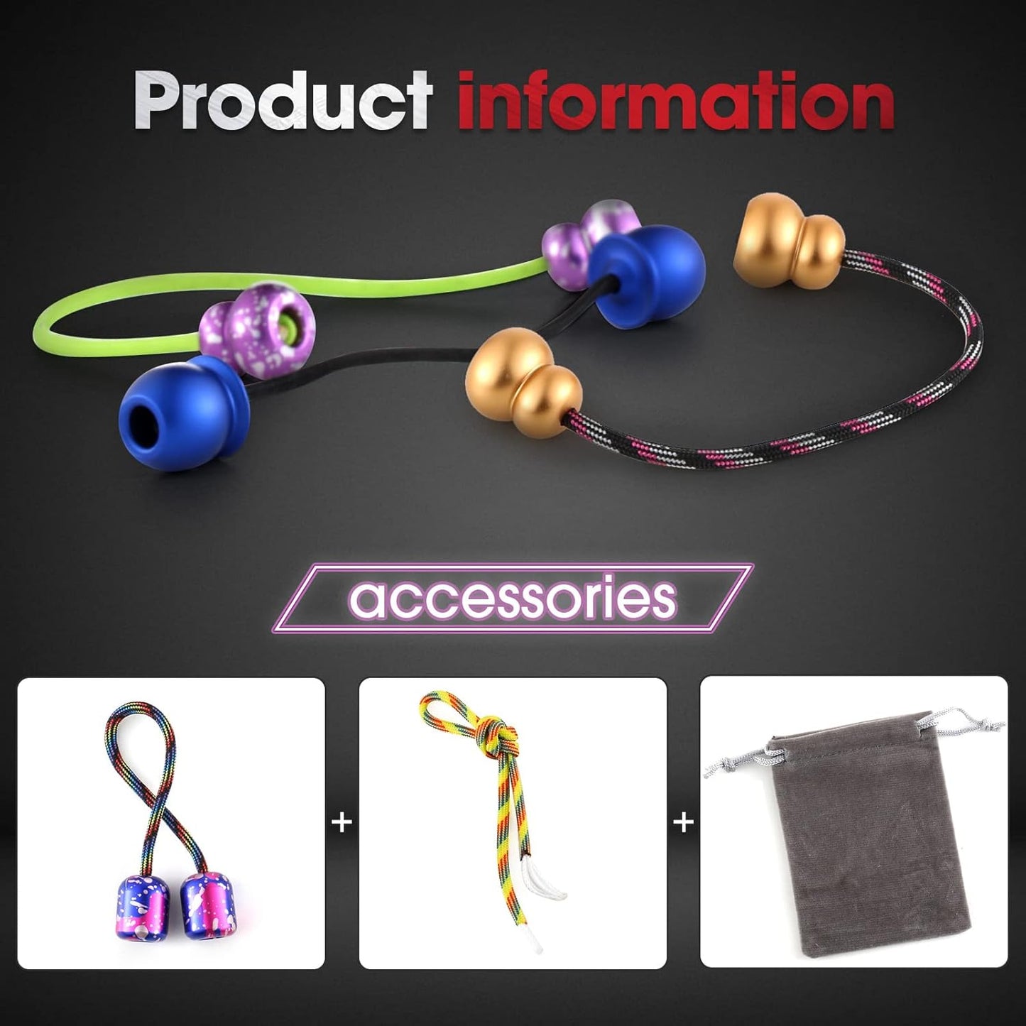 Begleri Fidget Beads - Worry Fidget Beads Spin & Bump - Made of Aluminum Alloy - for Men Women Youngs Skill Players Creates a Bit of Magic for You (Cala-Purple&Blue)