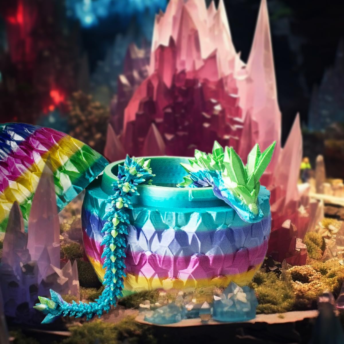 3D prited dragon ,3D Printed Dragon in Egg, Crystal Dragon Fidget Toy for Adult, Home Office Decor Executive Desk Toys， Fidget Toys for Adults and Kids (Multicolour)