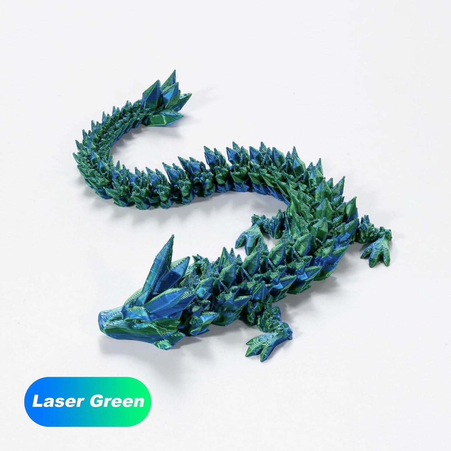 3D Printed Dragon in Egg, Full Articulated Dragon Crystal Dragon with Dragon Egg, Home Office Decor Executive Desk Toys, Adults Fidget Toys for Autism/ADHD (Laser Green, 12")