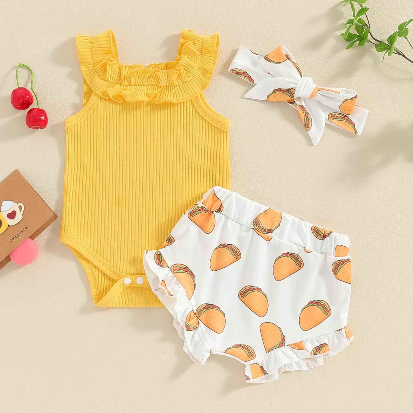 fhutpw Baby Girl Clothes Summer Cute Outfits 3 6 12 18 Months Spaghetti Strap Romper & Floarl Shorts Sets