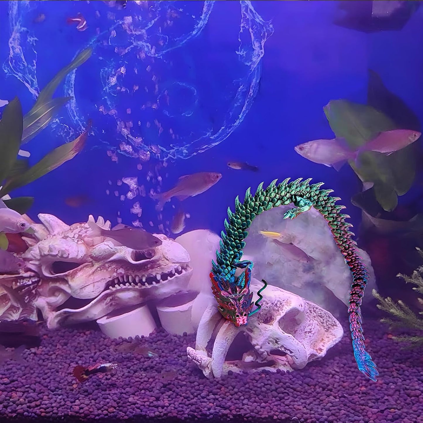 3D Printed Dragon Fidget Toy, 18in Surprise Mystery Dragon, Crystal Dragon Fidget Toy, Articulated Pye Dragon Fish/Display Cabinet/Home/Office Desktop Decor(Shiny Black)