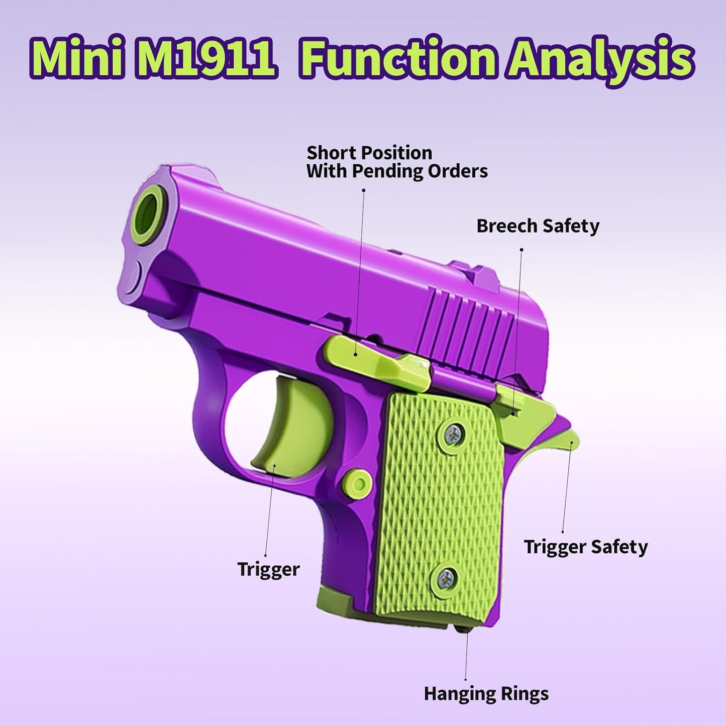 Fidget Toys for Adults, 1911 3D Printed Small Pistol Toys, Stress Relief Pistol Toys Suitable for Relieving ADHD, Anxiety, Suitable Toys for Friends Adults and Kids Best Gift