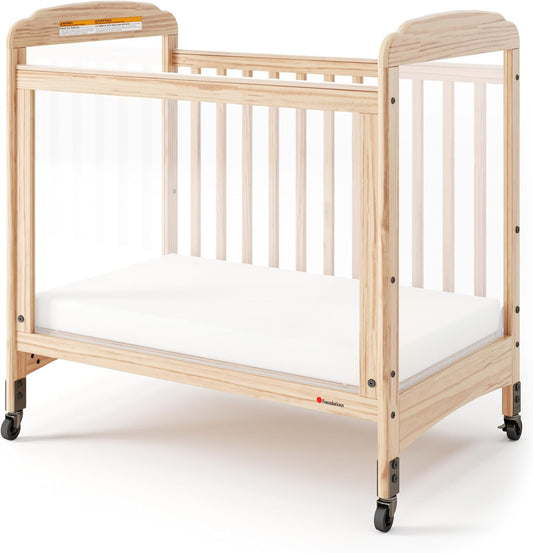 Foundations Serenity 3-Panel Clearview Compact Crib, Fixed-Side, Natural Wood
