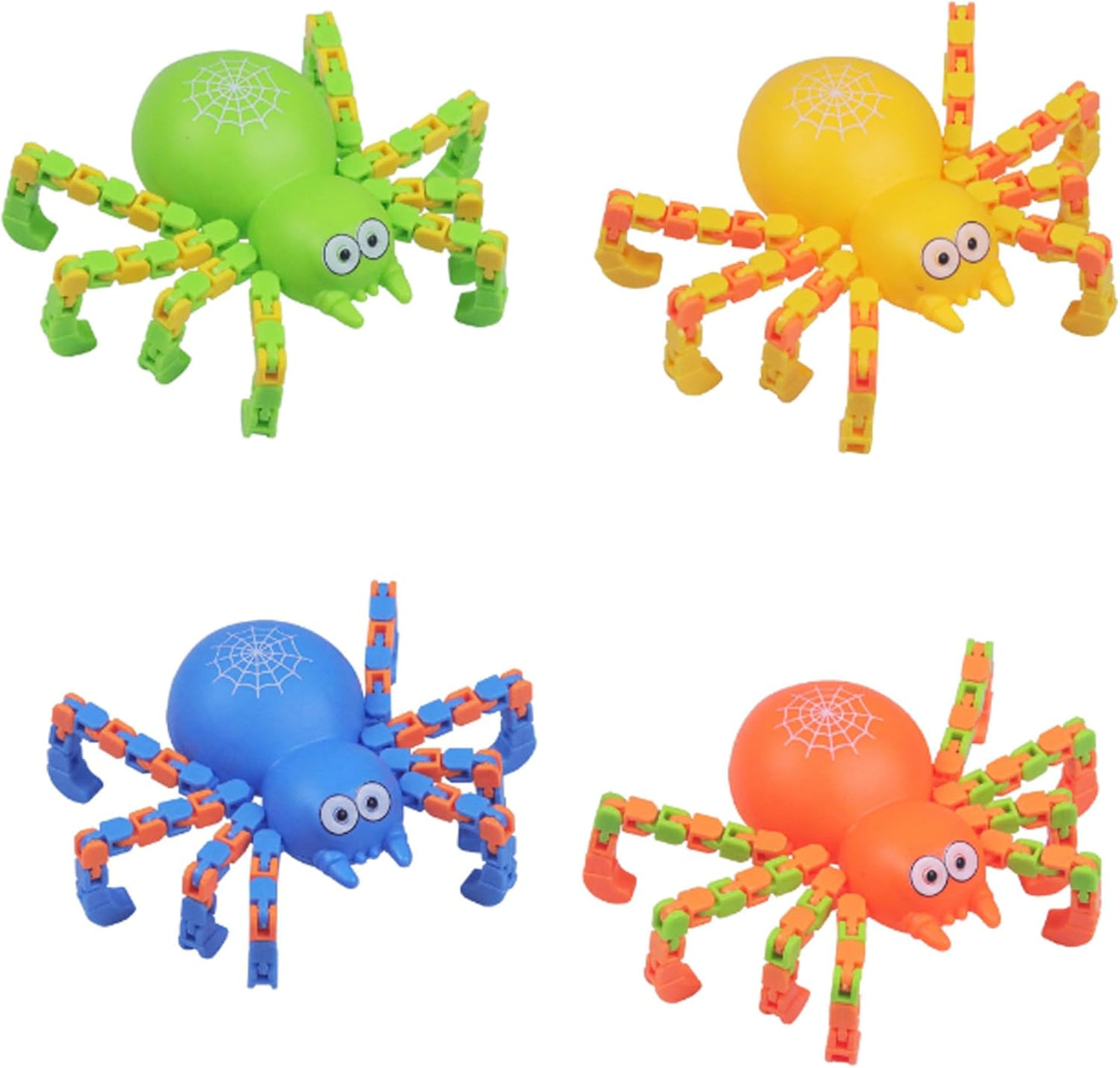 Spider Fidget Toy, Animals Fidget Toys for Kids, Toddler Travel Toys 3-4, Transformable Wacky Tracks Fidget Toy for Kids with Autism (Spider, 4 Pack)