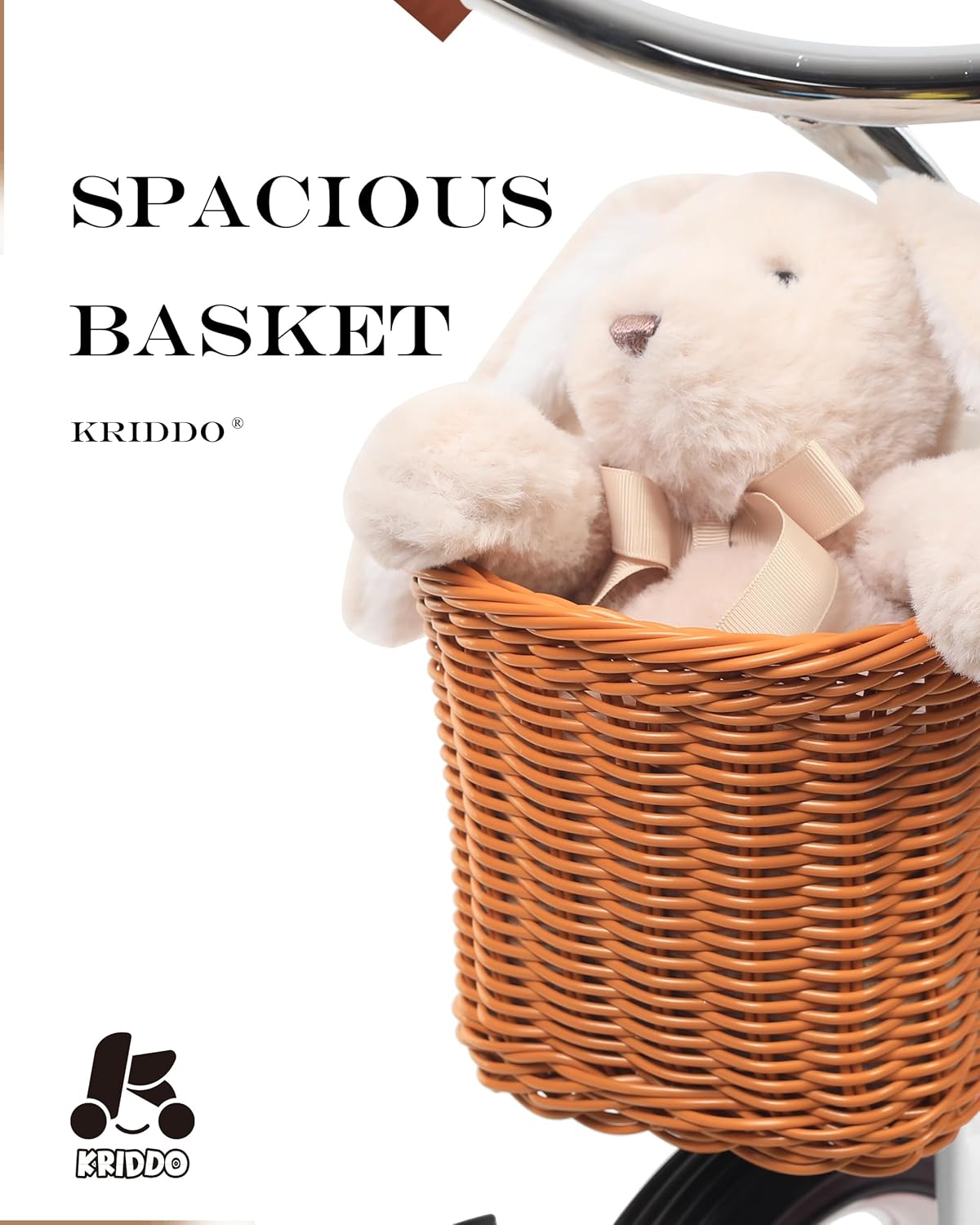 KRIDDO Classic All Metal Toddler Trike, Gift for Boys and Girls Ages 2 to 4 Year Old, Tricycle for 1 to 3 Year Olds, Sturdy Rear Deck, Deluxe Steer and Ergonomics Grip, Indoor and Outdoor, White