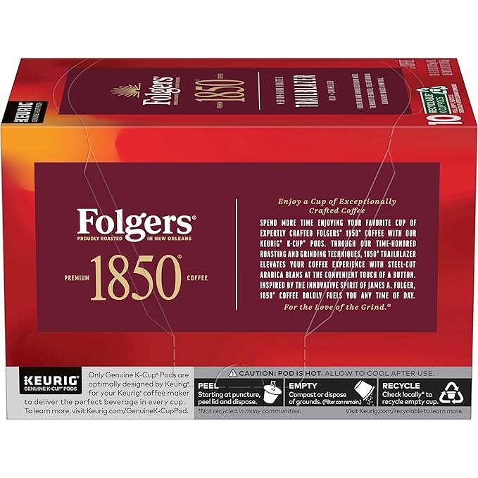 Folgers 1850 Trailblazer Medium-Dark Roast Coffee, 60 Keurig K-Cup Pods