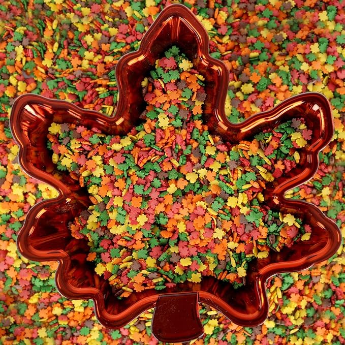 Thanksgiving Sprinkles - 10 oz - Fall Leaf Toppings for Baking - Autumn Edible Decorations - Cupcakes, Cookies, Cake Decorating - Bulk Fall Candy Sprinkles