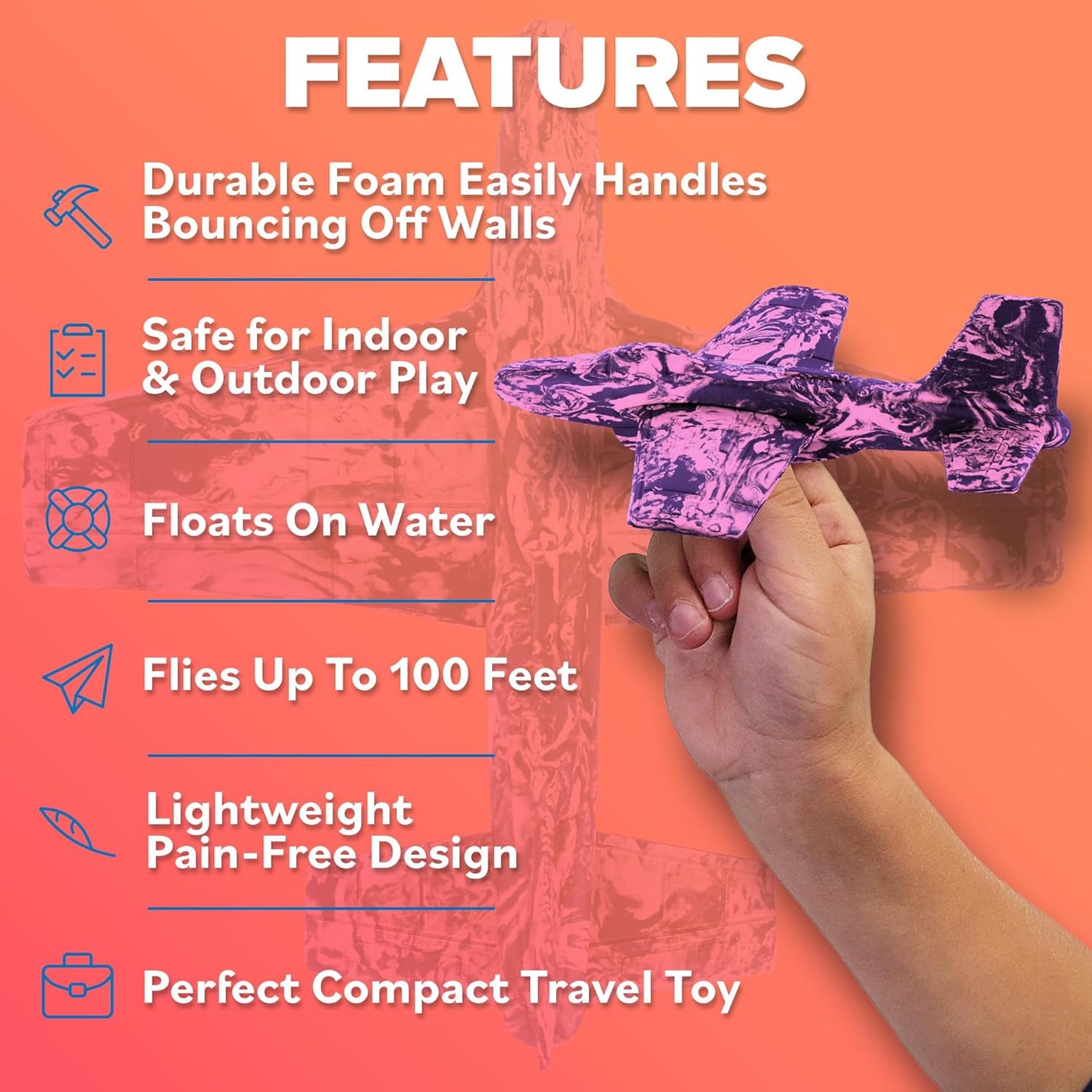 Foam Glider: Easter Basket Stuffers for Toddler to Teens - Fun Safe & Easy to Throw Girl Toys & Boy Sports Toys Age 4 5 6 7 8 9 10 11 12 - Unique Toy Easter Gifts for Girls & Outdoor Games for Kids