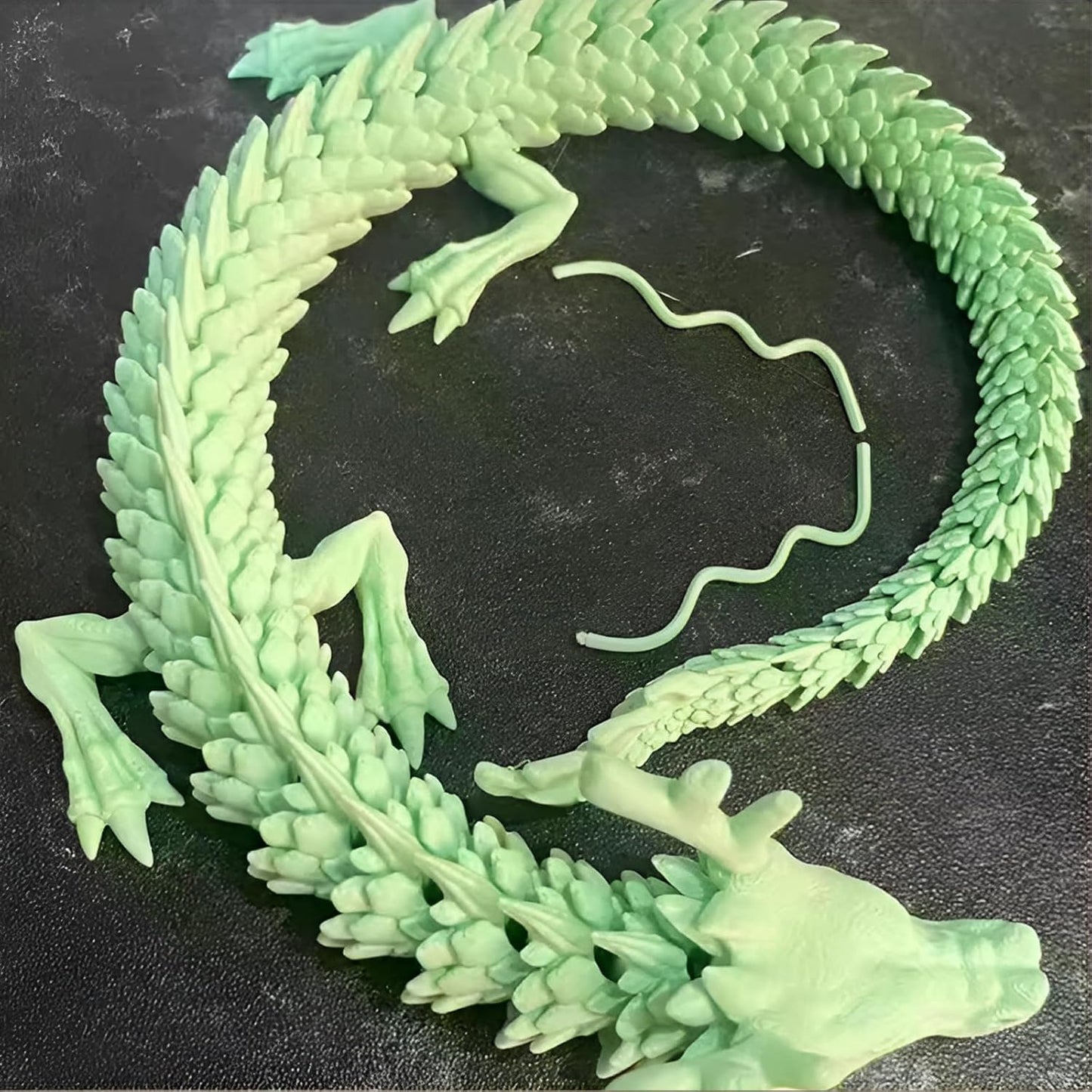 3D Printed Dragon Fidget Toy, 18in Surprise Mystery Dragon, Crystal Dragon Fidget Toy, Articulated Pye Dragon Fish/Display Cabinet/Home/Office Desktop Decor (Mint Green Matte)