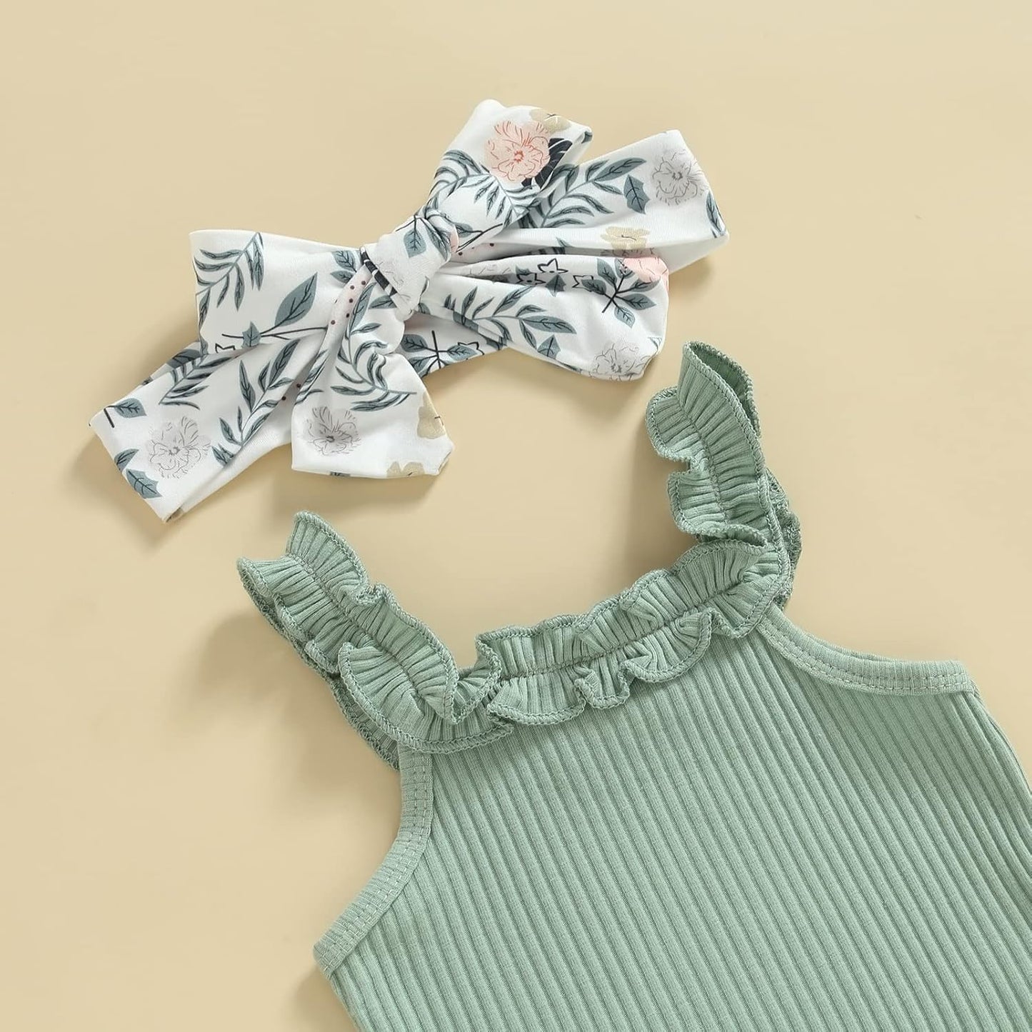 fhutpw Baby Girl Clothes Summer Cute Outfits 3 6 12 18 Months Spaghetti Strap Romper & Floarl Shorts Sets