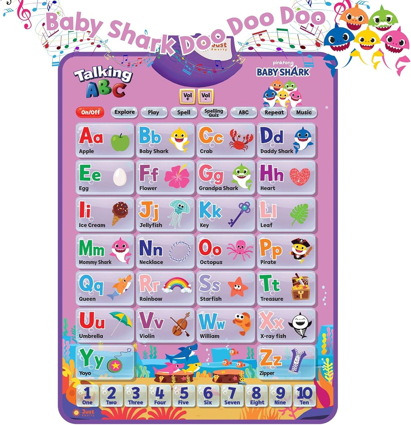 Pinkfong BabyShark Alphabet & Number Learning Toy for Girls Pink Edition | PinkFong Official Song Musical Mat | Best Birthday 1 Year Old Toys | Baby Shark Toys for Toddlers 1-3 | Baby Shark Games