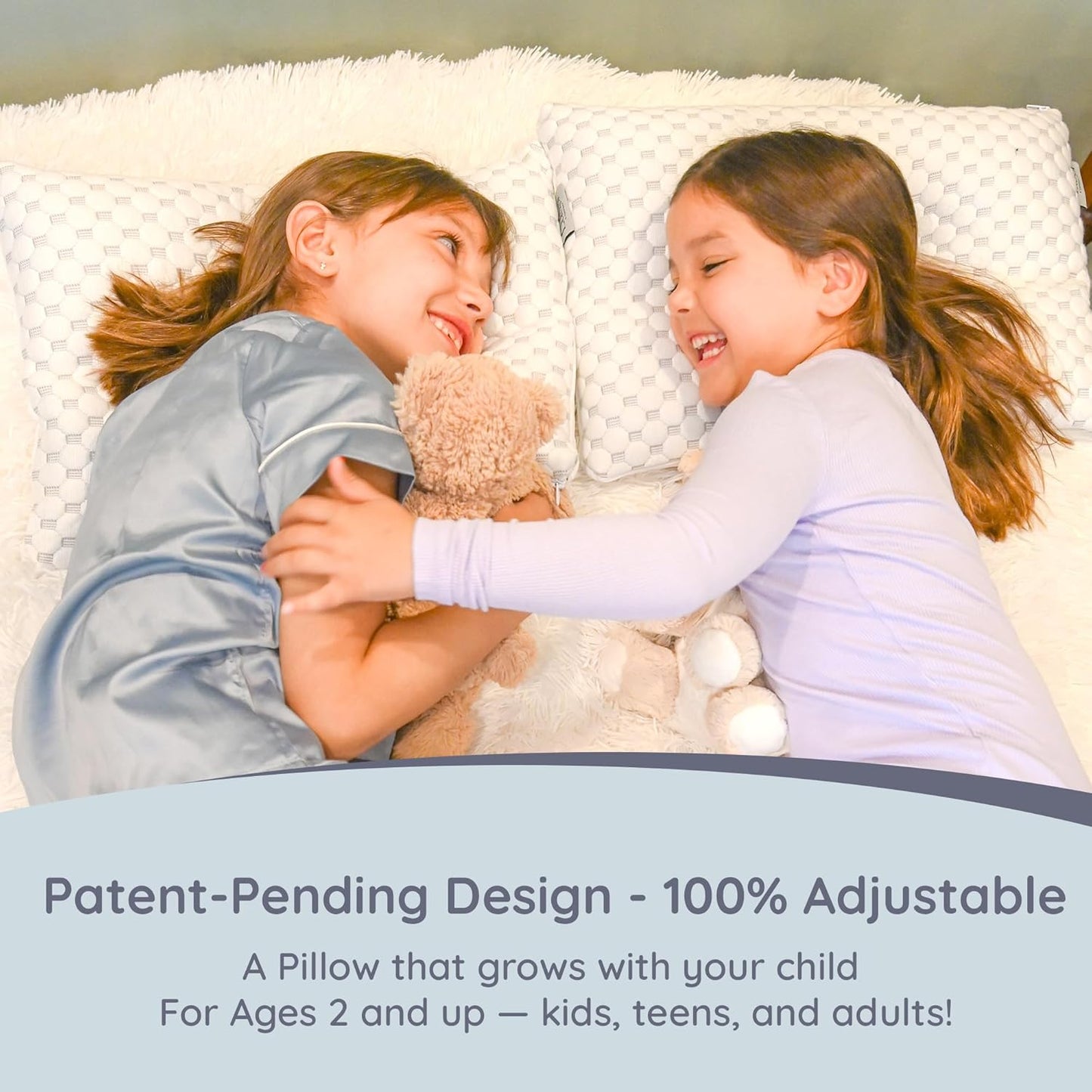 Lussi & Company Toddler Pillow 2 Year Old-13x19 Toddler Pillow - Pillow Protector-Toddler Pillows for Sleeping-Kids Pillow-Travel Pillows-Ergonomic Pillows for Kids-Patent Pending (Silver)