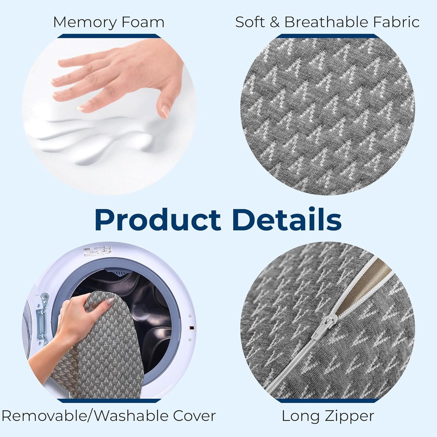 5 STARS UNITED Knee Pillow for Side Sleepers - Hip Pain Relief, Memory Foam Leg Cushion for Side Sleeping - Between Legs Pillow for Sciatica & Lower Back Pain, Gray