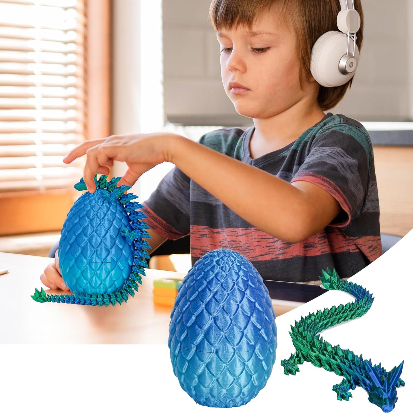 Dragon Eggs with Dragon Inside, 3D Printed Surprise Funny Gifts for Kids, Boys, Girls, Articulated Dragon Fidget Toys for Adults, Executive Desk Toys Office Room Décor