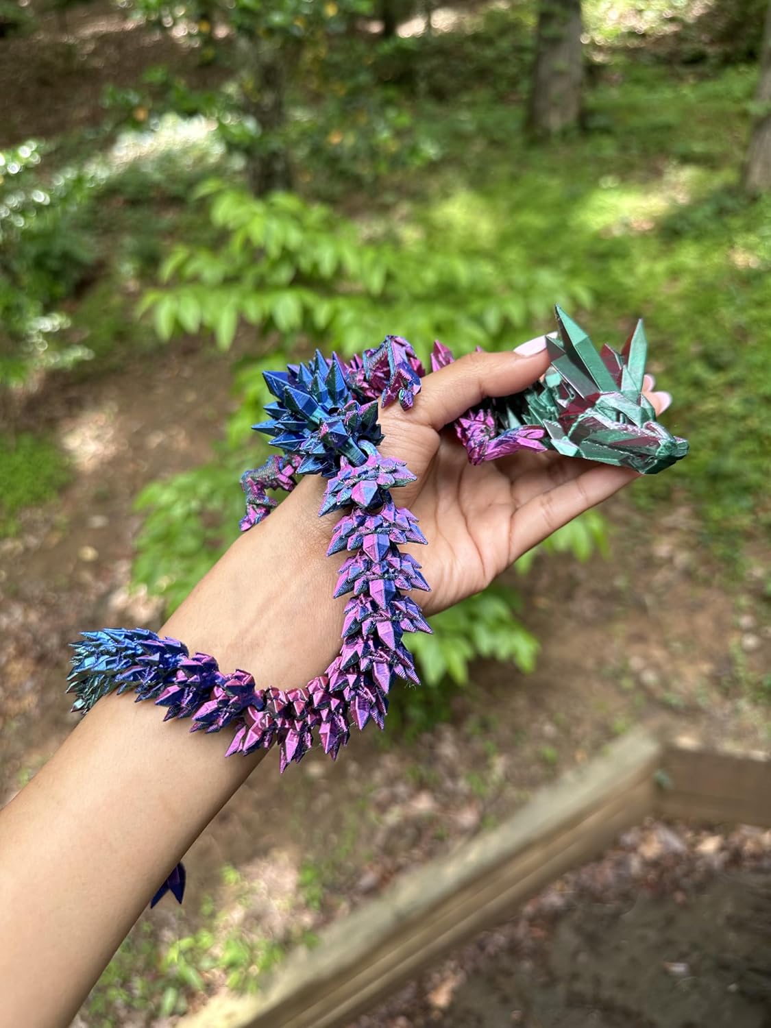 Crystal Dragon - Articulated Flexi Dragon - 3D Printed Gift (Adult, Purple/Blue/Green)
