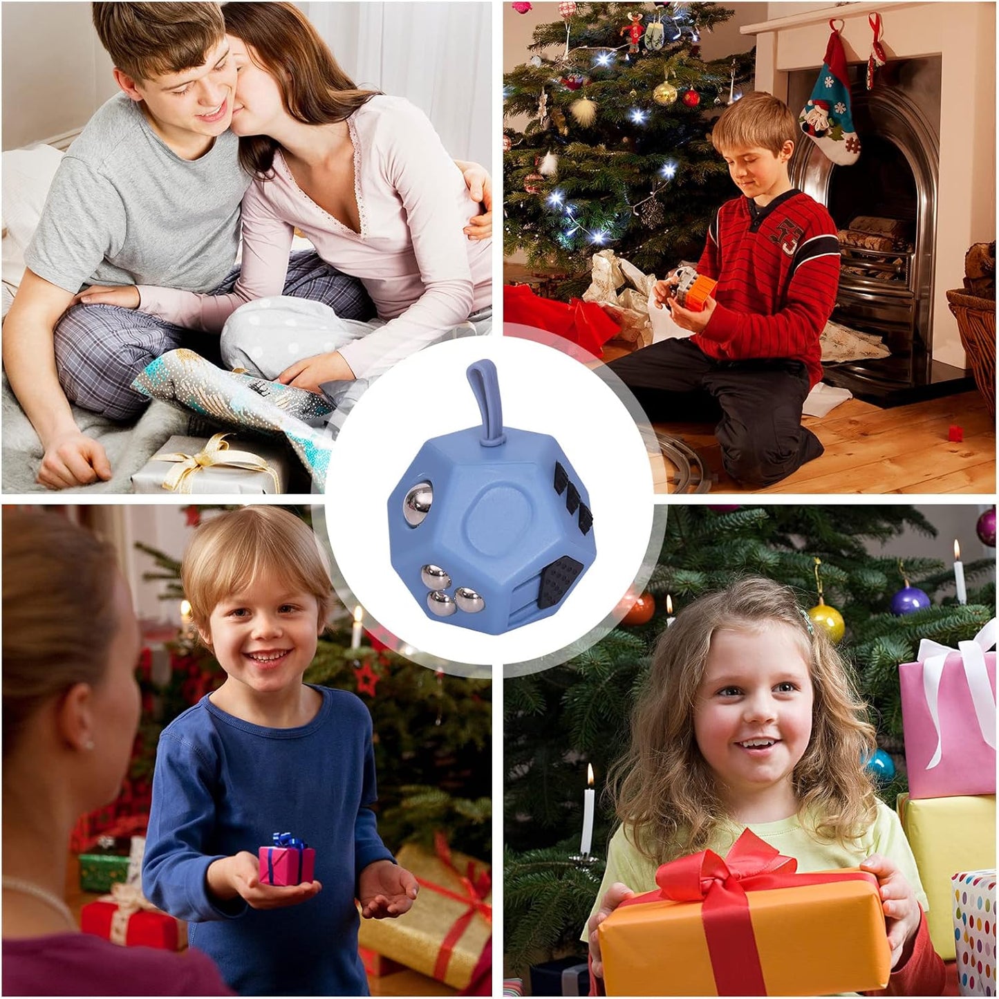 Small Fidget Toys,12 Sided Fidget Toys,Mini Cube Toys Relief Stress,Autism and Anxiety Depression Anti for Kids Adults Improve Focus (Grey)