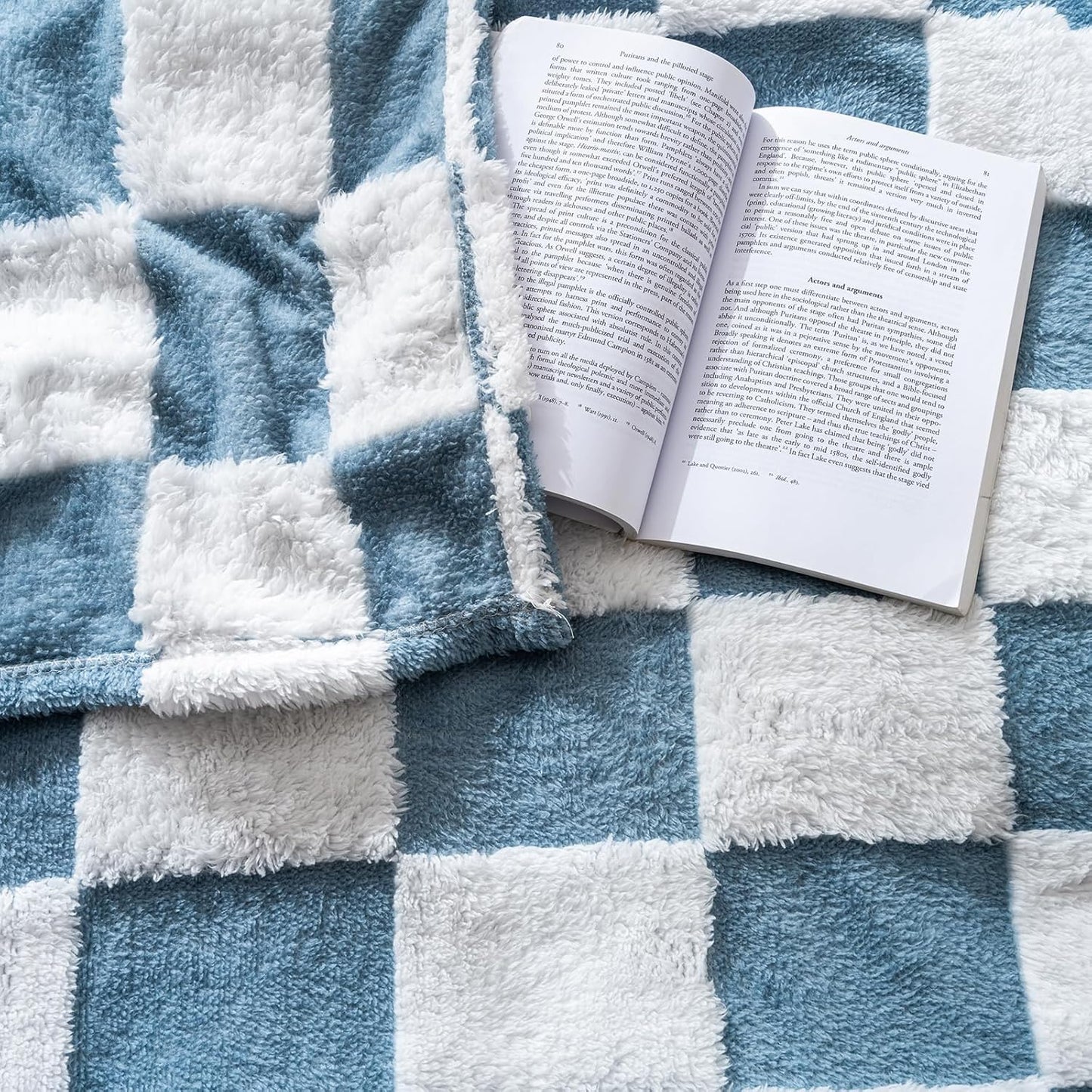 Fleece Baby Blanket for Boys 3D Checkerboard Design, Warm Cozy and Fluffy Infant Newborn Toddler Small Receiving Blankets for Crib Stroller, 30x40 Inches, Blue