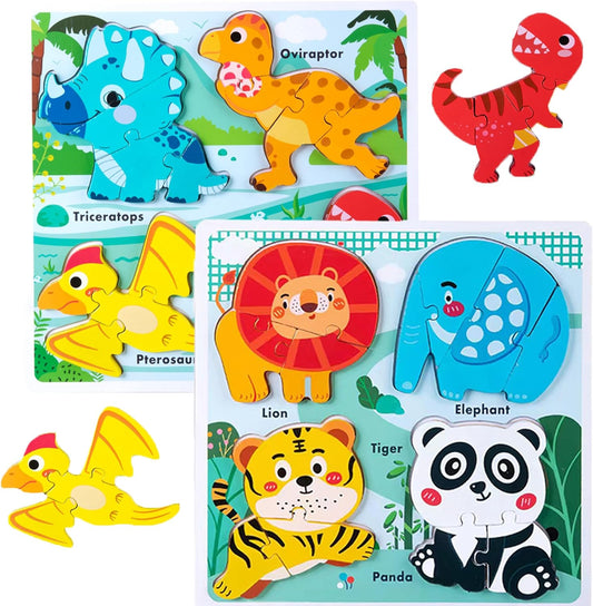 Wooden Toddler Puzzles Age 2-3,Montessori Toys for 2 3 Years Old Boys Girls, Jungle Puzzles for Toddlers 2-4, Toddler Toys Educational Learning Gifts for 2-3