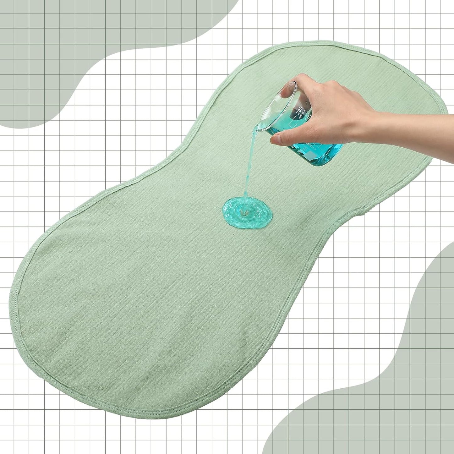 3 Pcs Changing Pad Liners Fits in Peanut Shape Changing Pad Waterproof Diaper Mats Organic Cotton Peanut Mats are Warm on a Baby's Back, Washable Reusable(Fresh Style,Green)