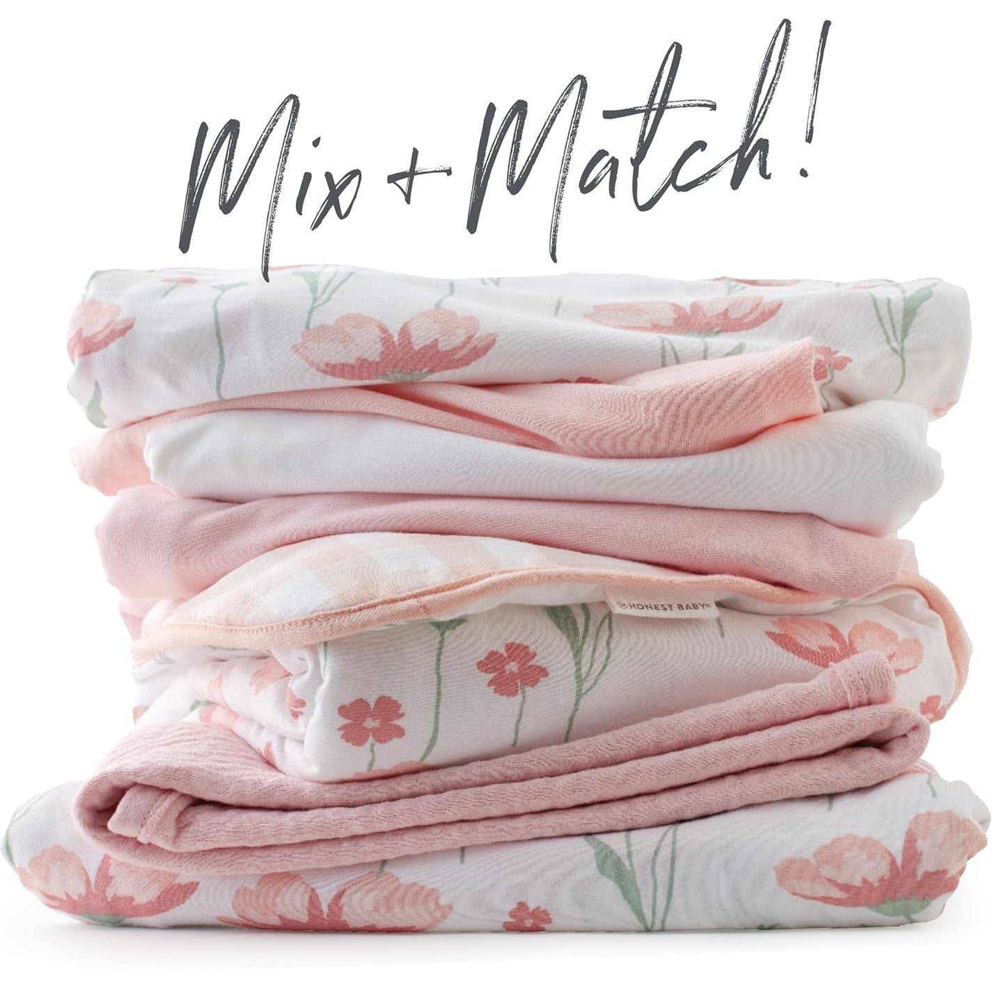 HonestBaby Unisex-Baby Fitted Crib Sheets Set Standard Mattress, 100% Organic Cotton Baby Boys, Girls, Neutral, 1 Pack - Flower Power, One Size