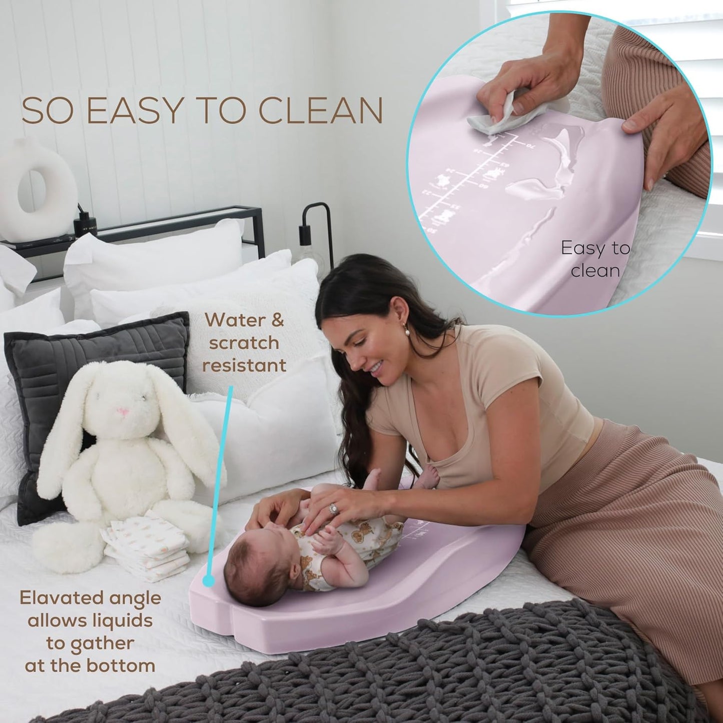 Apricity Baby Changing Pod- Pink- Waterproof Non-Slip Changing Pad Easy-to-Clean Diaper Changing Station for Dresser Tops Large Portable Wipeable Changing Pad for Newborns to Toddlers Diaper Changer