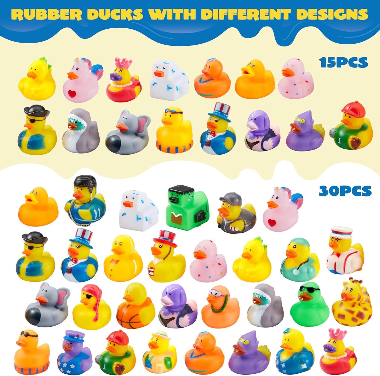 JOYIN 240 Pcs Rubber Ducks, Random Assortment Ducks Bulk with Mesh Carry Bag, Mini Rubber Duckies for Baby Bath Toys, Kids Toddler Summer Pool Toys Birthday Gifts Party Favors