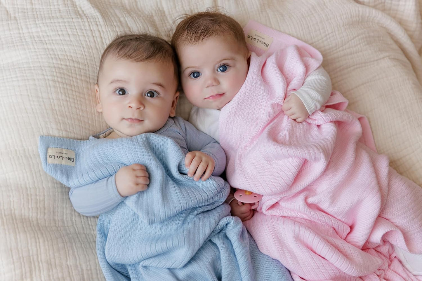 Organic Ribbed Swaddle Blanket for Boys & Girls - 100% Luxury Organic Soft Cotton Knit Warm Cozy Cuddle Stroller Crib Blanket for Newborns, Infants, & Toddlers (Blush Pink)