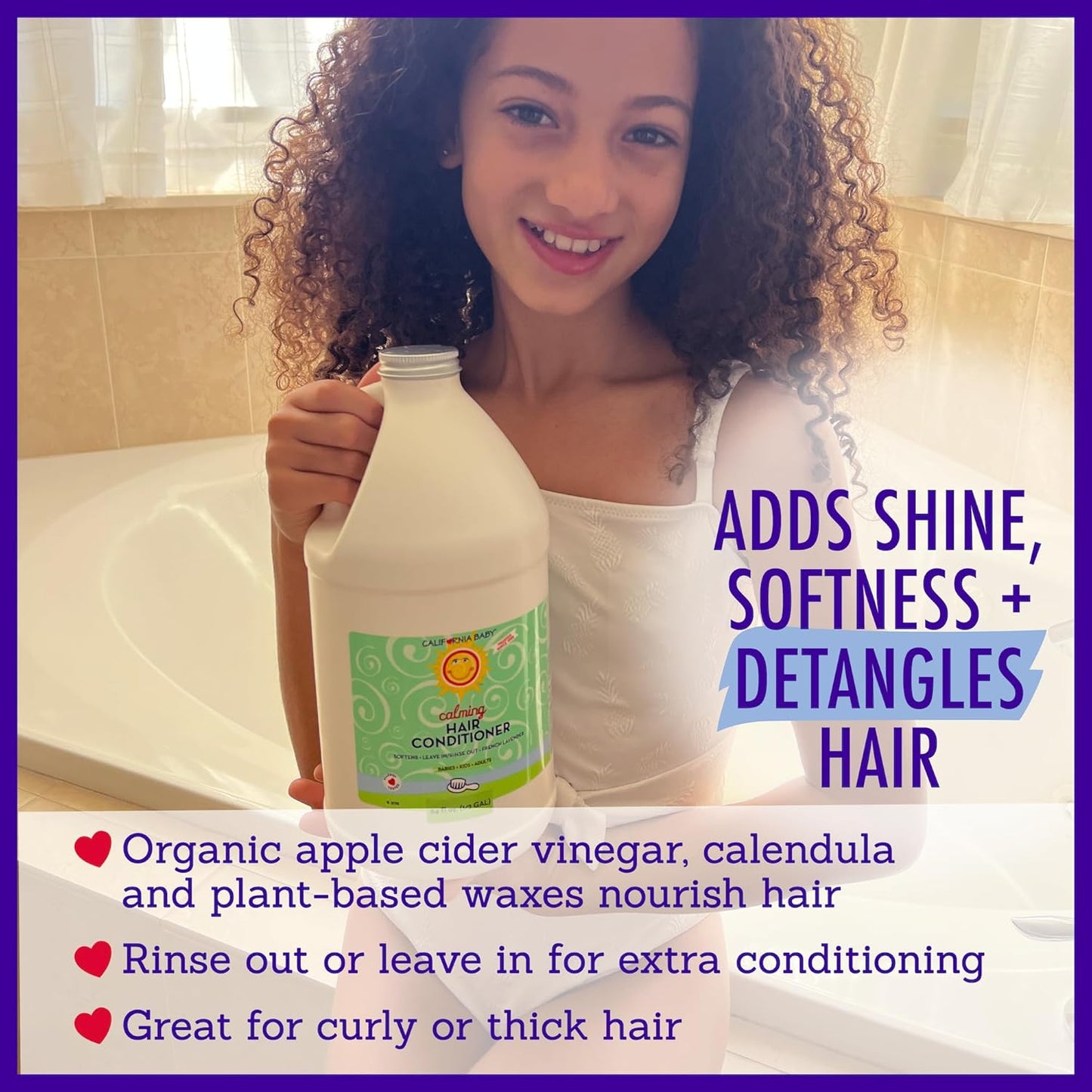 California Baby Calming Hair Conditioner | 100% Plant-Based Kids Conditioner | Rinse-out or Leave in Conditioner | Lavender Scent | 251 mL / 8.5 oz