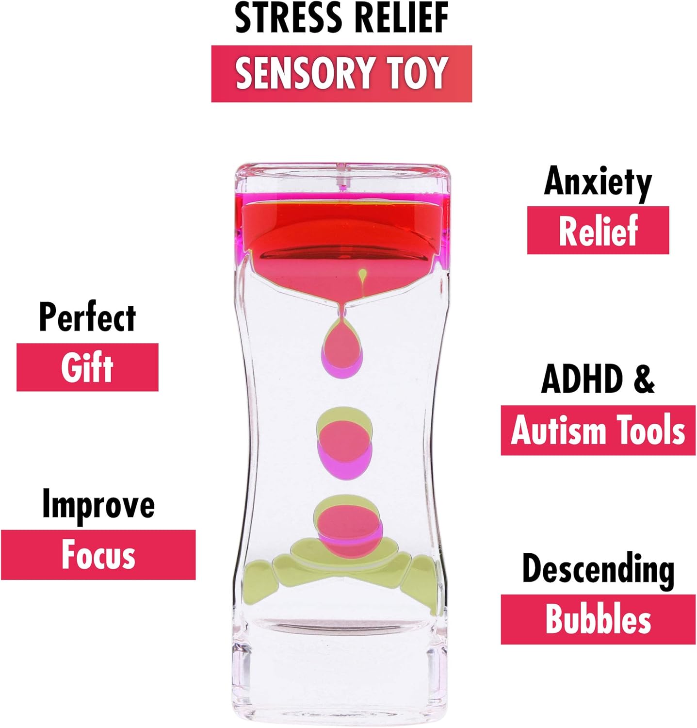 Liquid Motion Bubbler Sensory Toys – 2 Pc Set Bundle Stretchy String Fidget Toys Timer for Stress Relief and Anxiety Relief Great for Toddler, Children, Kids, Adults, Seniors, ADHD Autism ADD Orange
