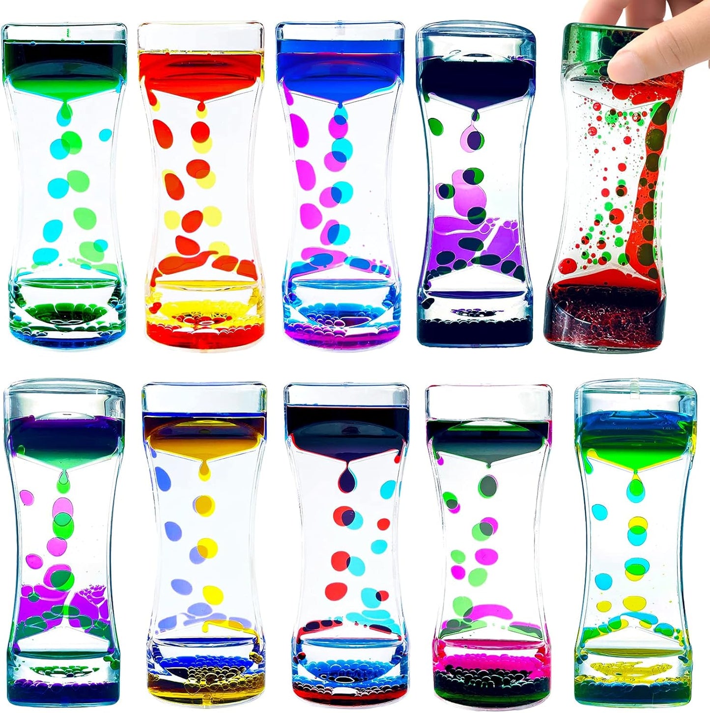 Liquid Motion Bubbler Timer Desktop Toy, 10 Pack Mix Bubblers Timer for Sensory Play Toys for Activity, Relaxing, Anxiety, Autism, ADHD Office Home