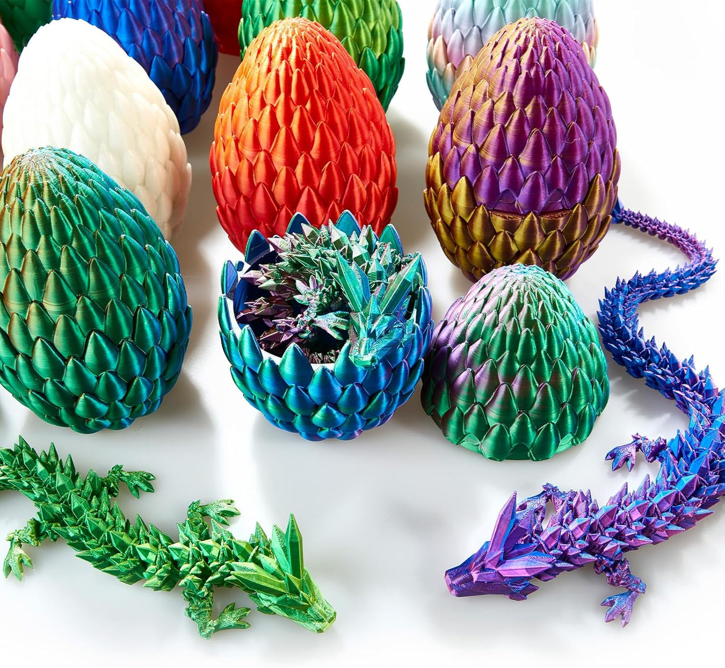 Dragon Egg,15in Crystal Dragon,Surprise Egg ,Articulated Dragon,3D Printed Gift Toy,Fidget Toys for Autism/ADHD, Executive Desk Toys,Home Office Decor (Rainbow)