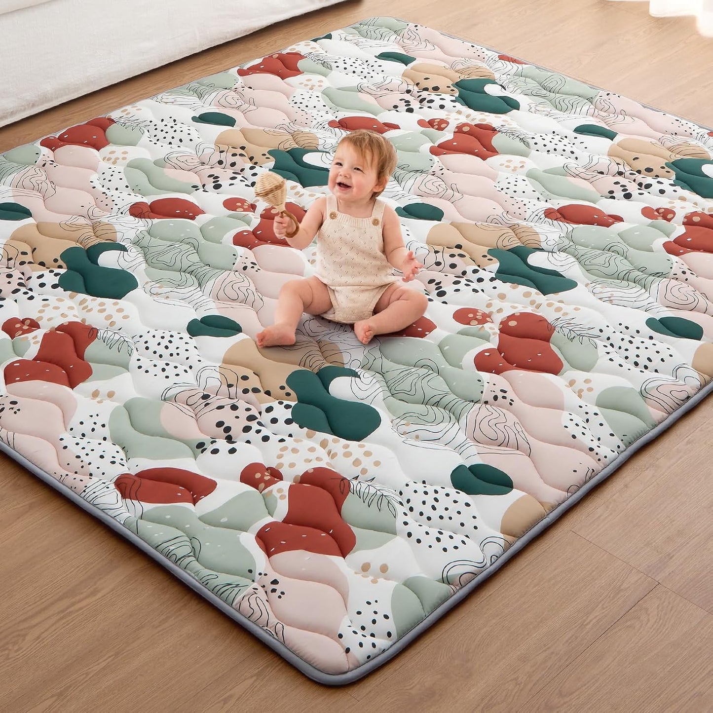 Blissful Diary Baby Play Mats for Floor, 71x59 Inch Thicker Foam Playmats for Babies and Toddlers, Soft Cushioning Baby Crawling Mat, Modern Abstract