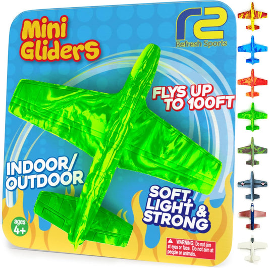 Foam Airplanes For Kids - Fun Glider Toys for Ages 4 5 6 7 8 9 10 Year Old & Up - Best Toy Gift Boy Toys Basket Stuffer Gifts - Small Birthday Gifts for Boys & Girls Party Favors - Air Plane Gift Idea