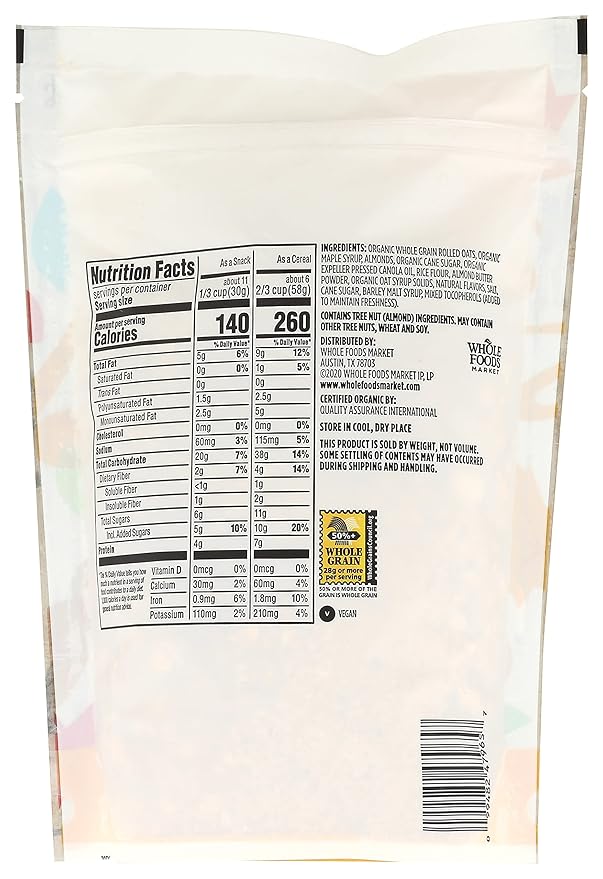 365 by Whole Foods Market, Granola Maple And Almond Butter Bag, 12 Ounce (Pack of 3)
