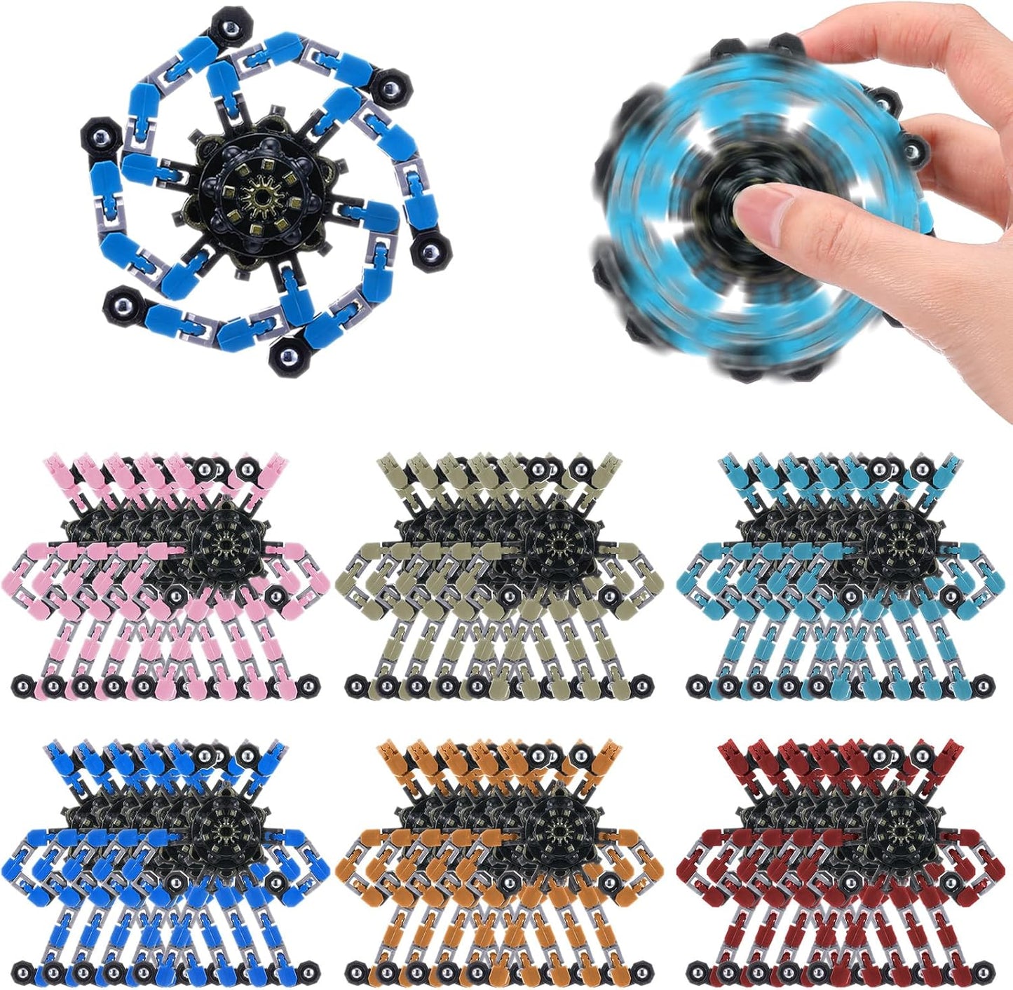 6 Pcs Transformable Fidget Spinners Bulk Robot Sensory Fidget Toys Stress Relief Spinner DIY Deformation Mechanical Gyro Toys Easter Party Favors for ADHD Autism Kids Adults
